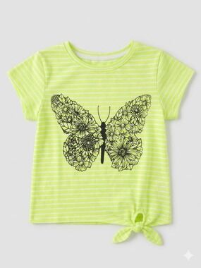 Appaman Neon Yellow Striped Butterfly Tie-Knot Tee